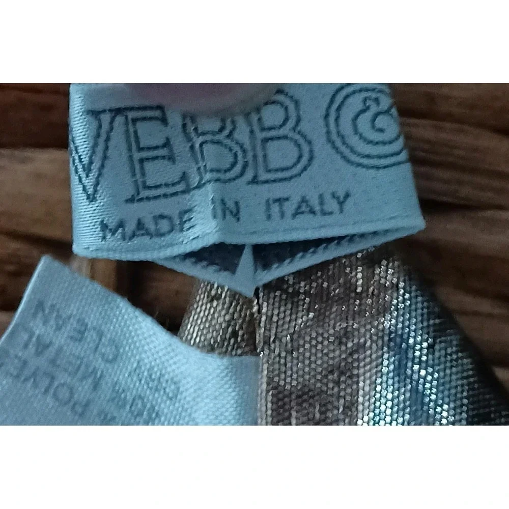 Webb‎ & Co Italy Women Metallic Floral Scarf Bronze Silver Blue Evening Wrap 53